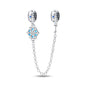 925 Sterling Silver Heart, Infinity & Triple Jewel Safety Chain Charm | Fits Pandora & Most Bracelets