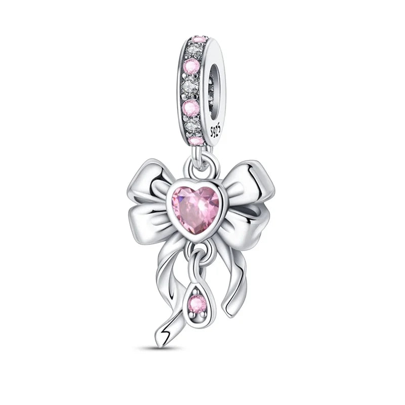 925 Sterling Silver Charm Beads | Butterfly, Crown, Heart & Perfume Bottle Zircon Charms for Women