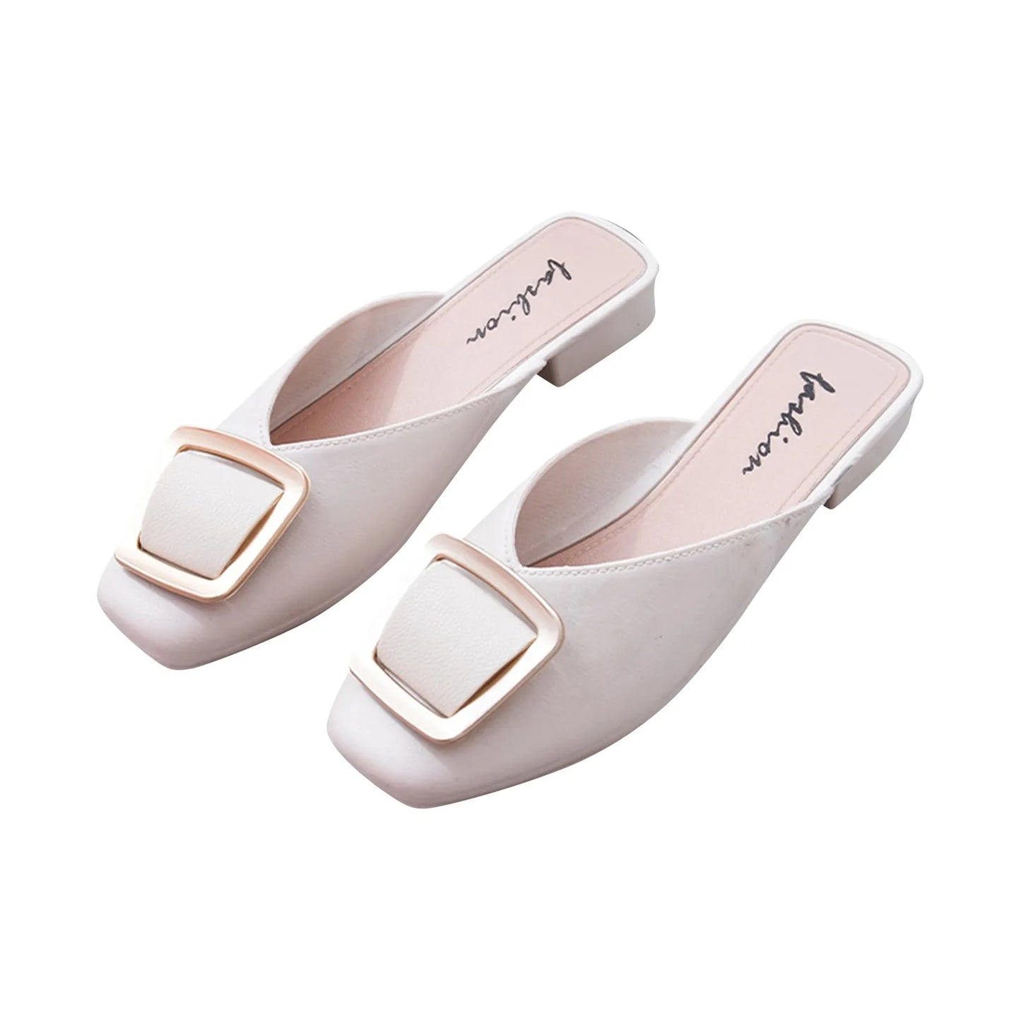 2025 Flat Retro Women Sandals Fashion Spring And Summer Solid Color Round Toe Shoes Non Slip Casual Simple Metal Women Shoes
