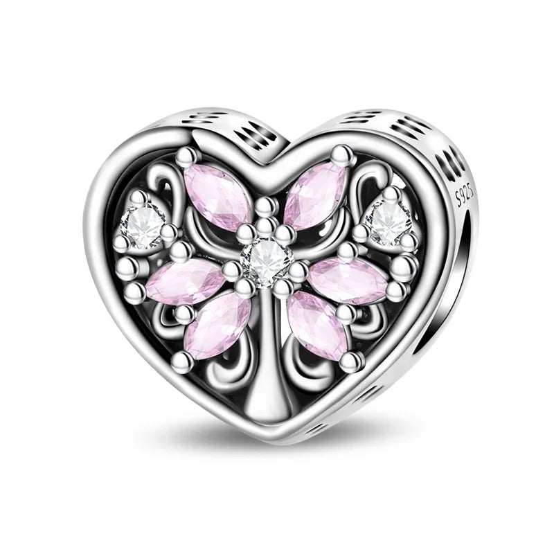 925 Sterling Silver Charm Beads | Butterfly, Crown, Heart & Perfume Bottle Zircon Charms for Women