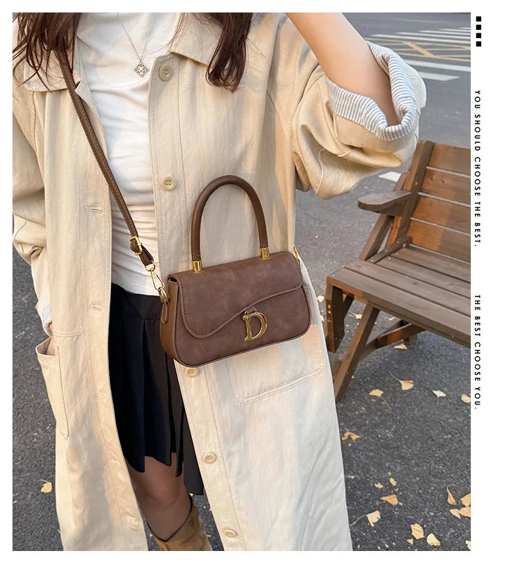 Elegant Saddle Shoulder Bag New for Women, Luxury Retro Crossbody Purse, High-Quality Leather Bag for All Occasions