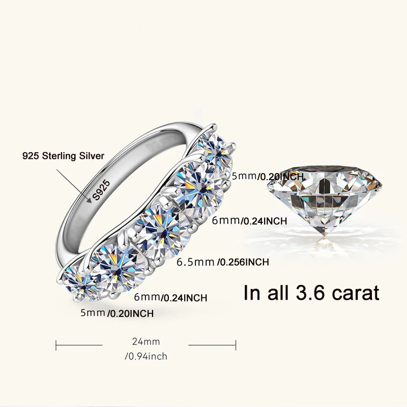925 Sterling Silver 3.6ct Zirconia Diamond Wedding Band | Luxury Proposal Ring for Women