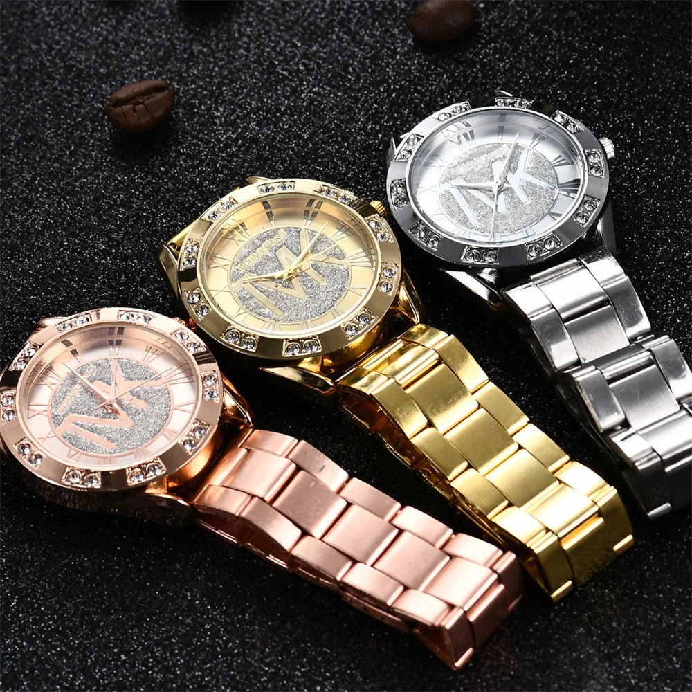 Minimalist Diamond Quartz Watch - Stainless Steel Bracelet Watch for Women & Men