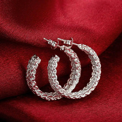 Popular fine Sterling Silver charms stud Earrings for Women Creativity Christmas Gifts Street all-match party Jewelry