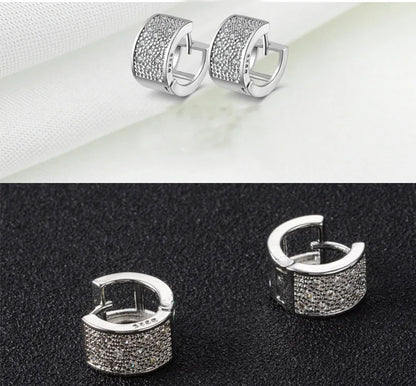 Fashion 925 Sterling Silver Women Stud Earrings Luxury 3 Row Rhinestone Silver Jewelry For Women Men Girl Gift Wholesale