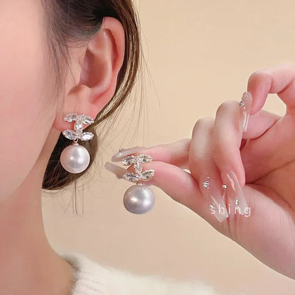 Fashion Advanced Sense Shiny Letter Zircon Earrings For Women Accessories Jewelry Gifts for Girls