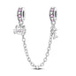 925 Sterling Silver Heart, Infinity & Triple Jewel Safety Chain Charm | Fits Pandora & Most Bracelets