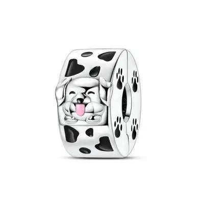 925 Sterling Silver CZ Pave Round Clip Charm - Bracelet Necklace Bead