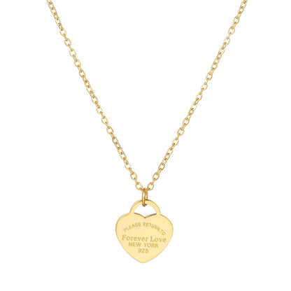 Luxury Brand Love Heart Necklace For Women Paragraph Clavicle Necklace Stainless Steel Gold Color Peach Necklace Fine Jewelry