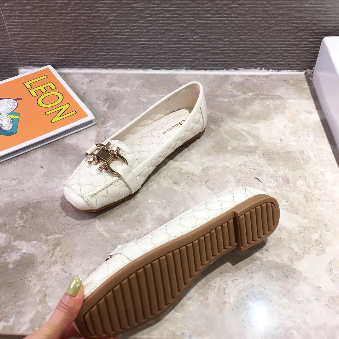 Women's Square Toe Loafers - Soft Comfortable Flat Shoes