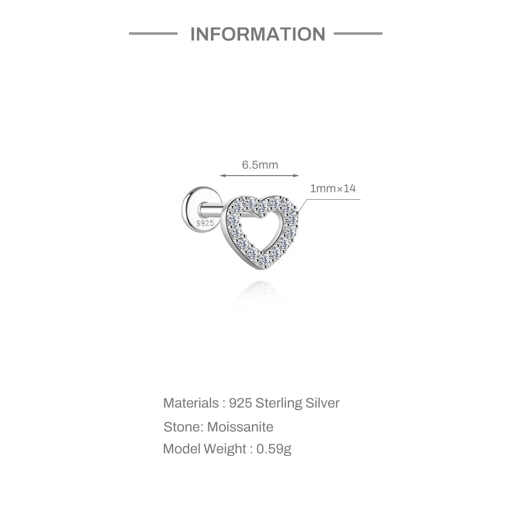 Moissanite Stud Earrings - 925 Sterling Silver, 0.03-1.2ct, D Color, GDTC Certified