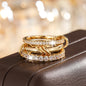 Trendy 4-Piece Stackable Ring Set - Two-Tone 18K Gold Plated Zircon Rings
