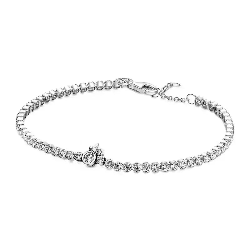 Brand new 925 sterling silver zirconia exquisite tennis star bracelet for women DIY original charm beads exquisite jewelry