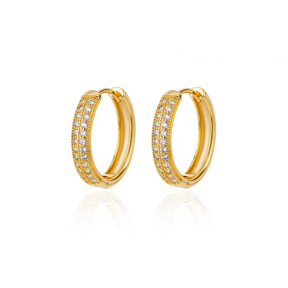 Shiny Zircon Circle Square Hoop Earrings for Women Gold Color Stainless Steel Earrings Luxury Christmas Jewelry Wedding aretes