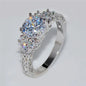 Exquisite Zircon Engagement Ring for Women | Silver Tone Bridal Wedding Jewelry