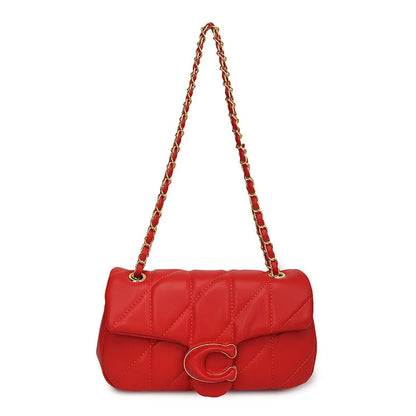 2025 new diamond striped small fragrant embroidery thread bag chain bag high-quality shoulder crossbody bag