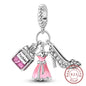 925 Sterling Silver Pink Pendant Charm Bead | Fits Pandora Bracelets & Necklaces | DIY Fine Jewelry