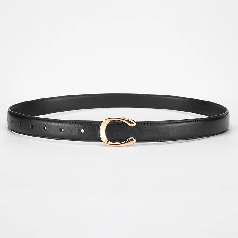 Elegant Women's PU Leather Belt - C-Shaped Buckle Fashion Belt with Gift Box