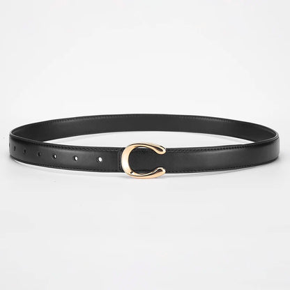 Elegant Women's PU Leather Belt - C-Shaped Buckle Fashion Belt with Gift Box