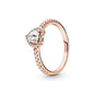 New 925 sterling silver classic rose gold ring, sparkling water droplet crown charm ring, ladies' light luxury exquisite gift