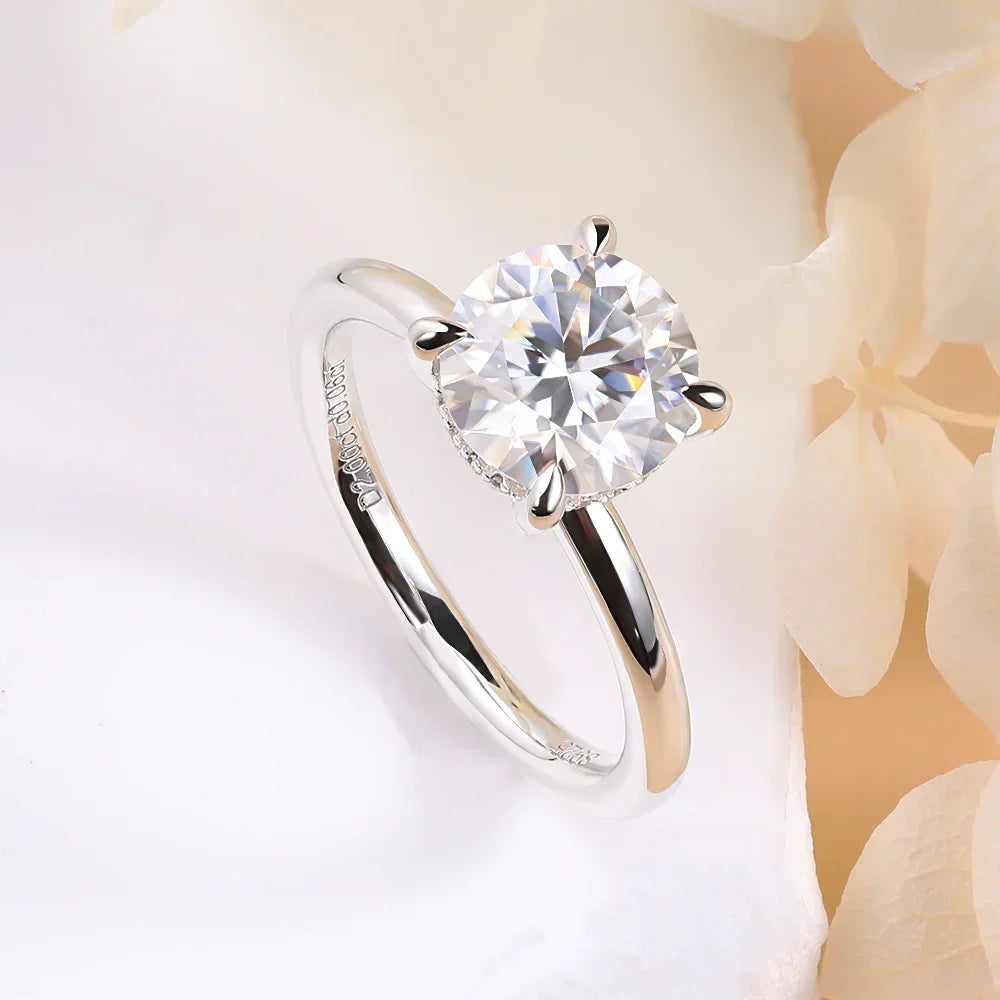 2ct Moissanite Solitaire Ring - 925 Sterling Silver, D Color VVS1, GRA & CMA Certified