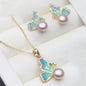 Natural Freshwater Pearl Necklace Earrings Set, 925 Silver Set of Earrings With Pearls Wife Mother Christmas Gift White