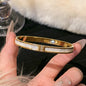 Titanium Steel Gold Bracelet - Classic Zircon Inlaid Bangle for Women