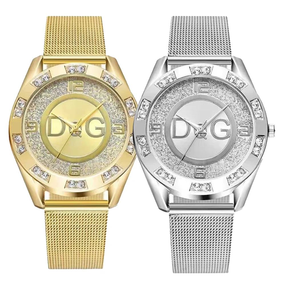 Starry Sky Diamond Watch - Luxury Gold Mesh Strap Quartz Watch for Women