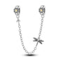 925 Sterling Silver Heart, Infinity & Triple Jewel Safety Chain Charm | Fits Pandora & Most Bracelets