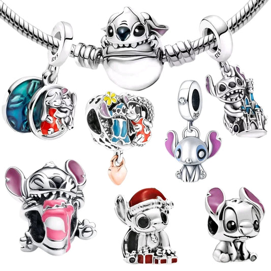 925 sterling silver charm Stitch Charm bead,Original Women Bracelet ,Necklace Pendant Jewelry Holiday gift