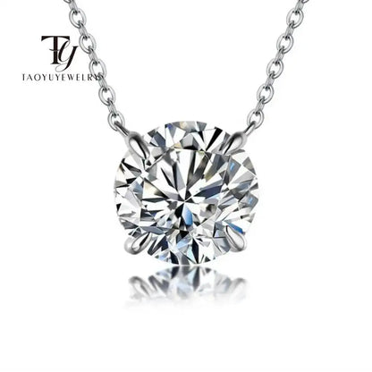 Moissanite Pendant Necklace - 925 Sterling Silver & 18K Gold, 0.5ct to 5ct, D Color VVS1, GRA Certified