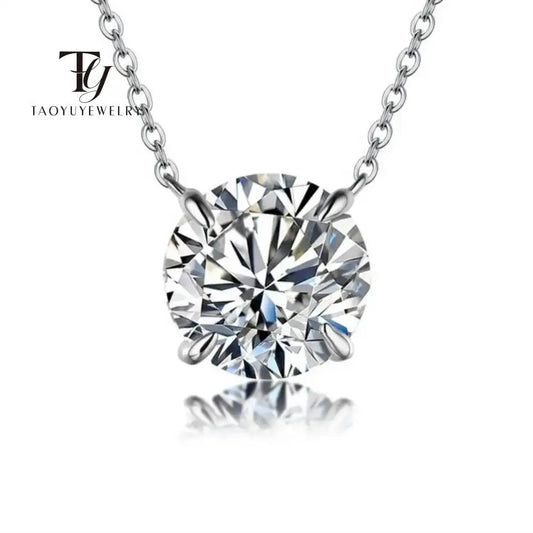 Moissanite Pendant Necklace - 925 Sterling Silver & 18K Gold, 0.5ct to 5ct, D Color VVS1, GRA Certified
