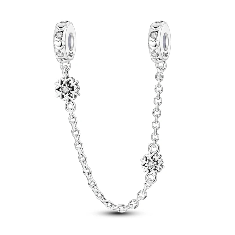 925 Sterling Silver Heart, Infinity & Triple Jewel Safety Chain Charm | Fits Pandora & Most Bracelets