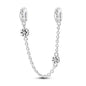 925 Sterling Silver Heart, Infinity & Triple Jewel Safety Chain Charm | Fits Pandora & Most Bracelets