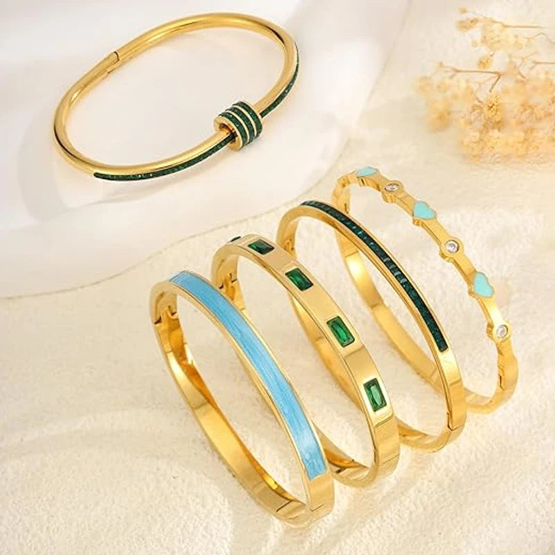 Stainless Steel Bangle Bracelet Designer Jewelry Gold Plated Bangles Women's Bracelets Woman Accessories for Women 2025 Trend