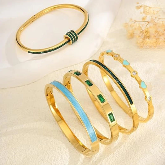 Stainless Steel Bangle Bracelet Designer Jewelry Gold Plated Bangles Women's Bracelets Woman Accessories for Women 2025 Trend