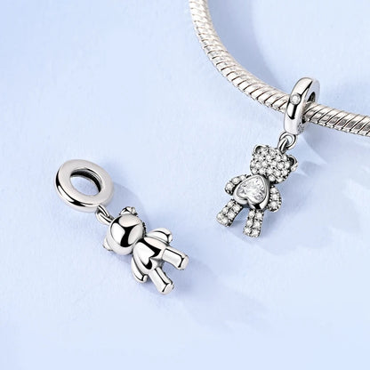 925 Sterling Silver Bear, Kart & Family Tree Charm Bead | Fits Pandora Bracelets & Pendants for Women