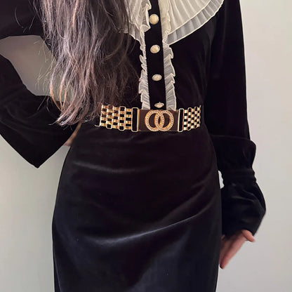 Golden Letter Waist Corset Belts Fashion Women's Metal Waistband Female Luxury Brands Designer Ladies Elastic Belt For Dress