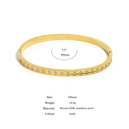 Greatera Trendy Gold Plated 316L Stainless Steel Bangles Bracelets for Women Delicate Cubic Zirconia Bracelet Party Jewelry 2024