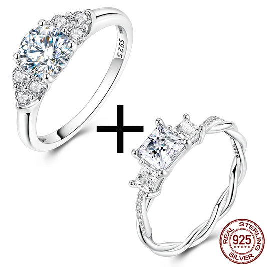 Moissanite Engagement Ring - 925 Sterling Silver, 0.8ct & 1ct, GDTC Certified