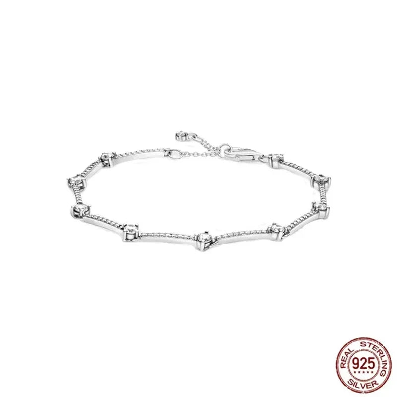 Brand new 925 sterling silver zirconia exquisite tennis star bracelet for women DIY original charm beads exquisite jewelry