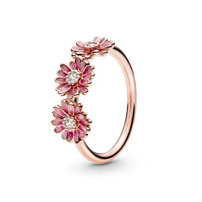 New 925 sterling silver classic rose gold ring, sparkling water droplet crown charm ring, ladies' light luxury exquisite gift