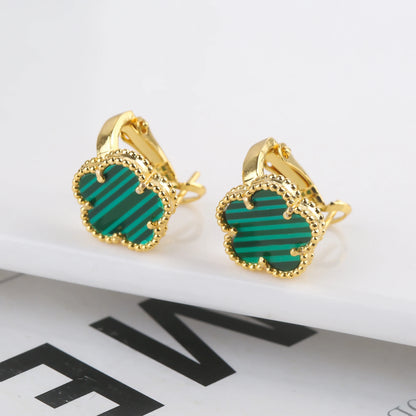 Plant Five Leaf Flower Double sided Plum Blossom Jewelry Set Necklace Earrings New Design Natural Stone Women High Quality Clove