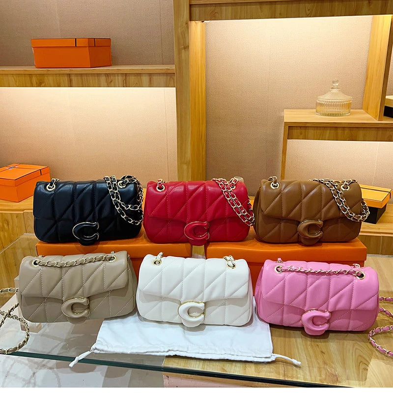 2025 new diamond striped small fragrant embroidery thread bag chain bag high-quality shoulder crossbody bag