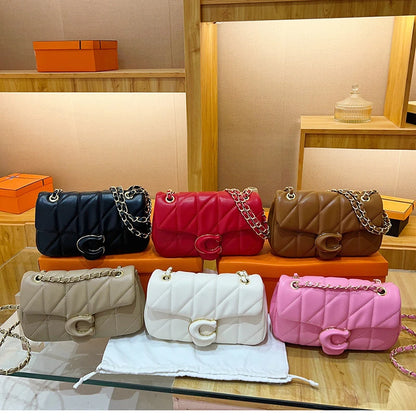 2025 new diamond striped small fragrant embroidery thread bag chain bag high-quality shoulder crossbody bag