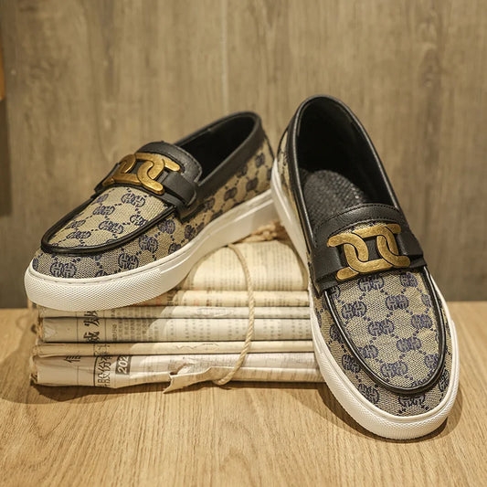 2025 New Bussiness Casual Shoes for Men Low-top Fashion Loafers Slip On Flat Boat Shoe Mens Luxury Leather Shoes