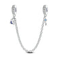 925 Sterling Silver Heart, Infinity & Triple Jewel Safety Chain Charm | Fits Pandora & Most Bracelets