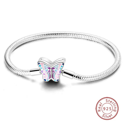 Sterling Silver Butterfly Zircon Bracelet - Colorful Crystal Wedding Jewelry