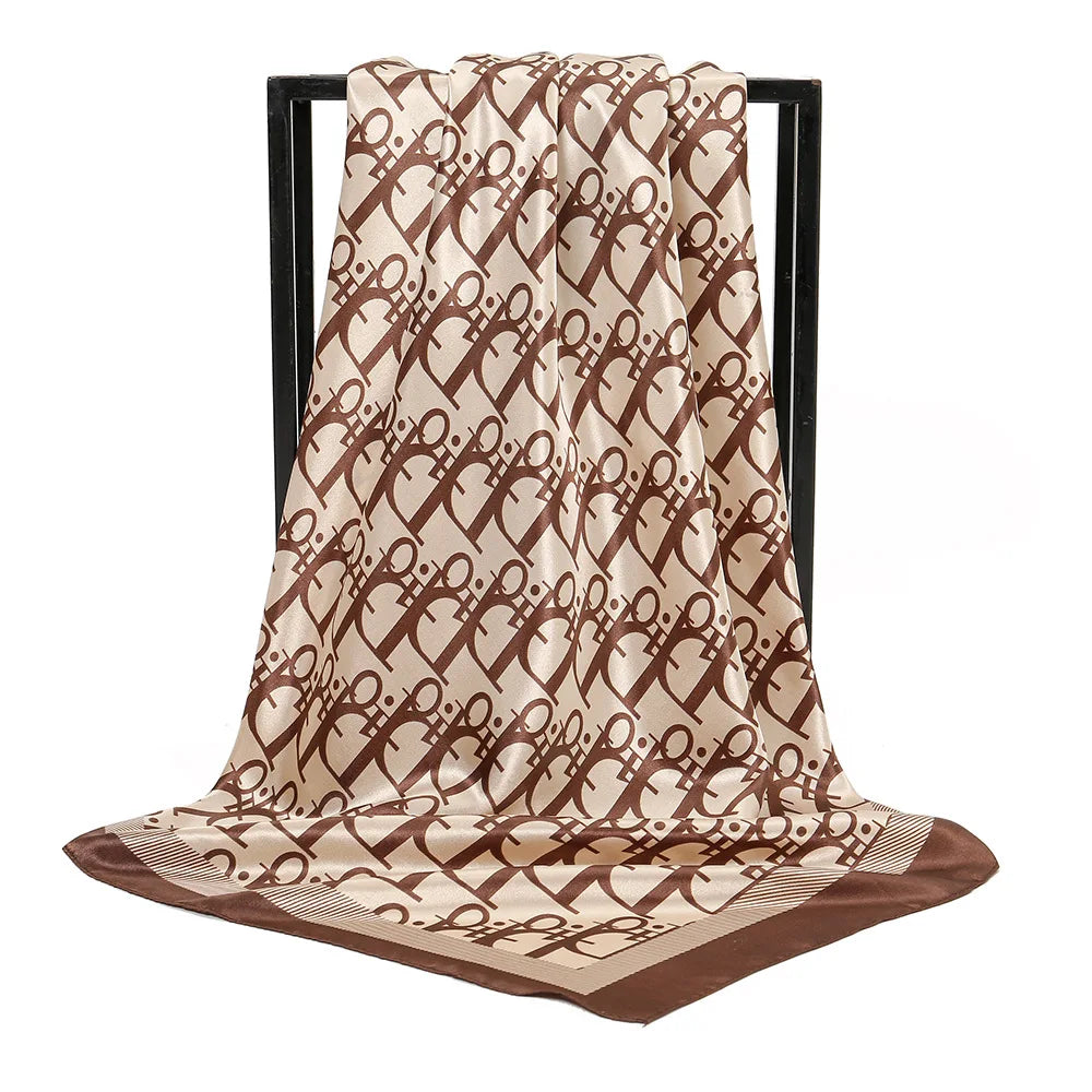 1 Pcs 90cm Ladies' Silk Scarf Vintage Fashionable Versatile Printed Silk Spring Hair Band Hijab Sunsceen Neckerchief Shawl Wraps