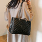 Designer Quilted Tote Bag - Fashion Letter Print Large Bag with Chain Strap